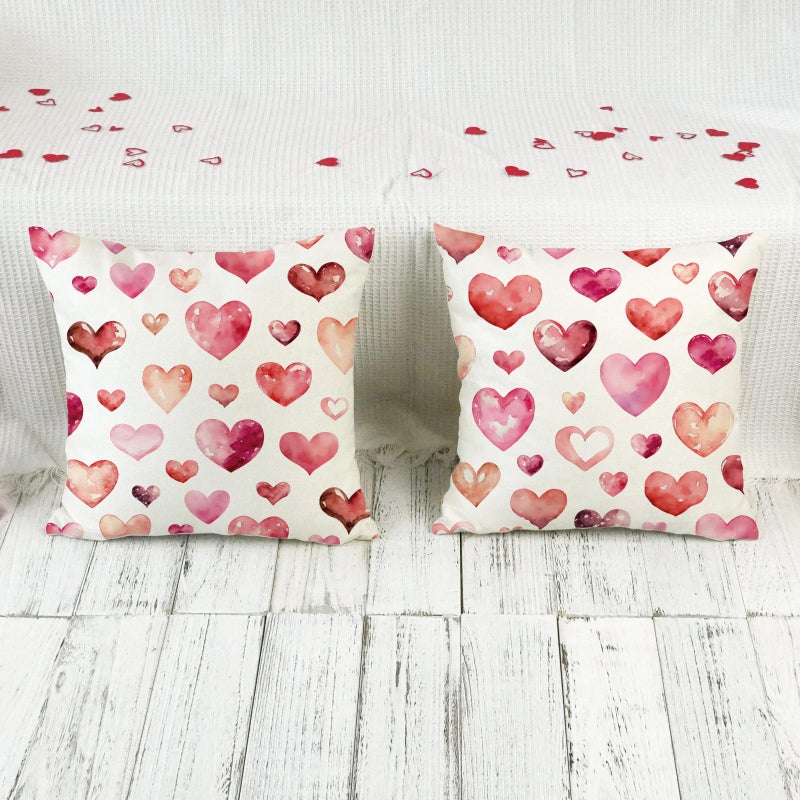 ONWAY Valentine's Day Throw Pillow Covers 18x18 Set of 2 Pink Heart Decorative Cushion Cases for Couch Sofa Bed Romantic Holiday Home Decor - Image 5