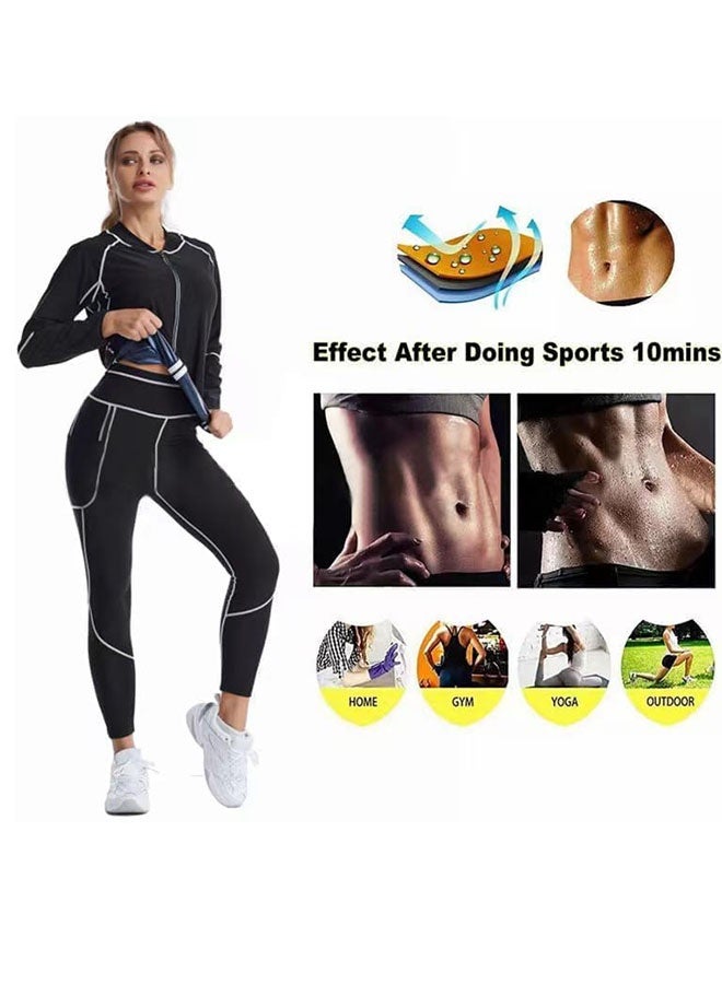 Arabest Slimming Sauna Suit Suits for Women Sweat, Workout JacketLock Sweating Profusely Pants, Weight Loss Sweat Suit Slim Fitness zipper Clothes - Image 5