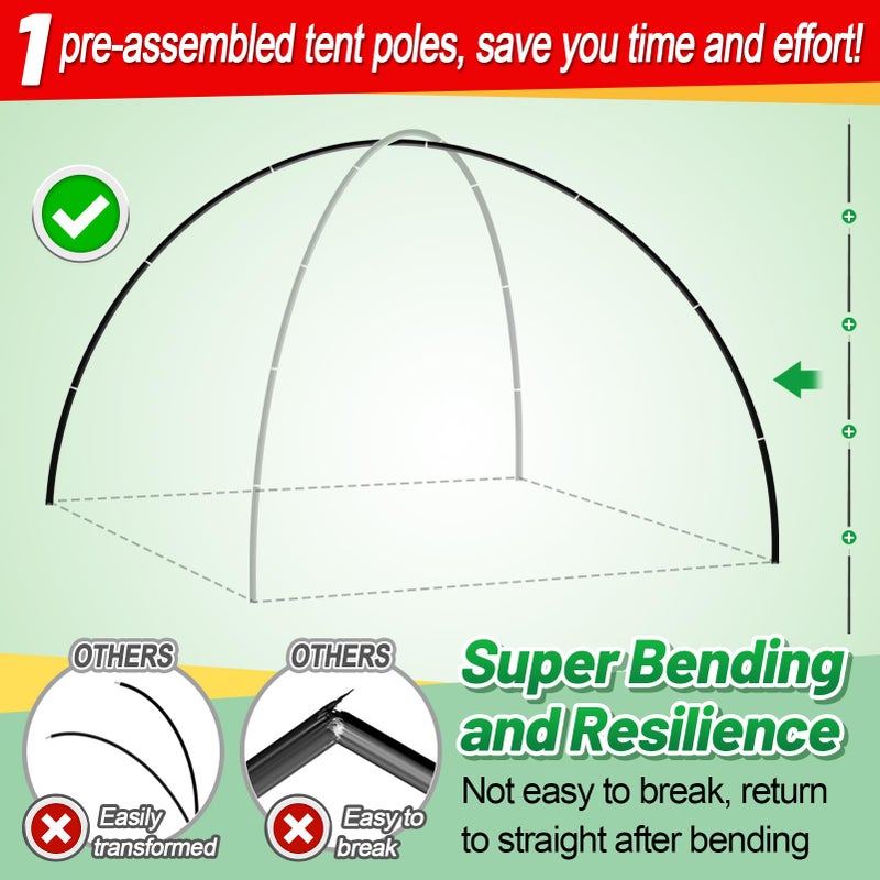 Acostop Aluminum Tent Poles Replacement - Pre-Assembled Tent Poles Stakes, Fits Both Female and Male Ends - Lightweight Tent Pole Repair Kit for Hiking Camping Backpacking Tent, 16FT 3IN - Image 4