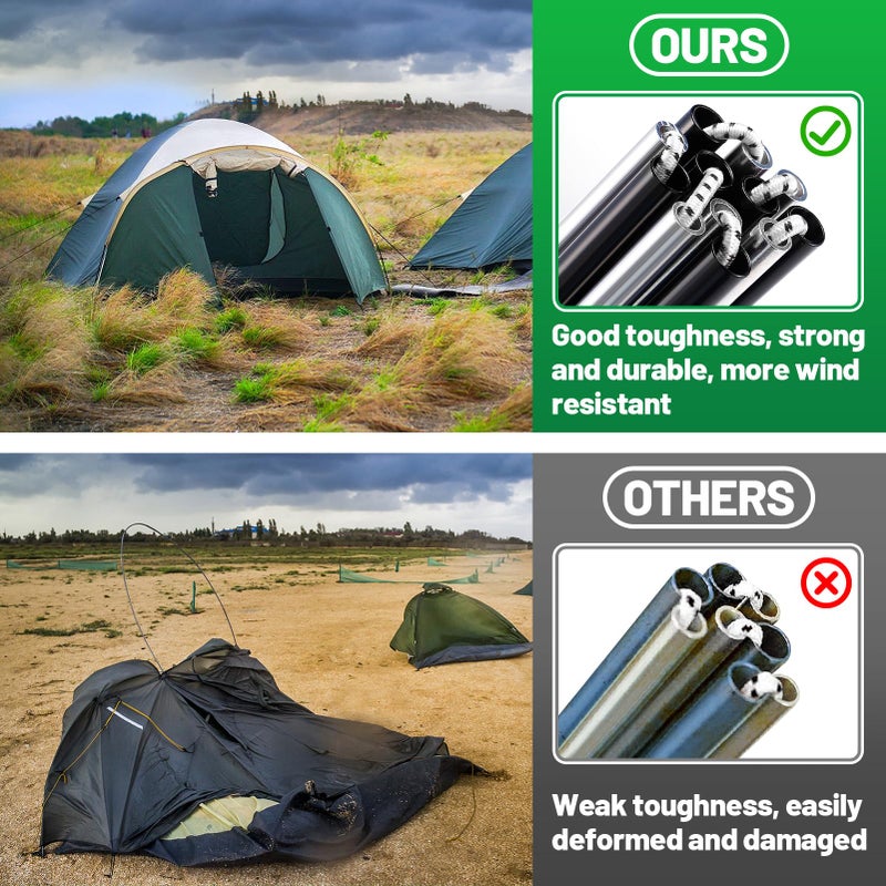 Acostop Aluminum Tent Poles Replacement - Pre-Assembled Tent Poles Stakes, Fits Both Female and Male Ends - Lightweight Tent Pole Repair Kit for Hiking Camping Backpacking Tent, 16FT 3IN - Image 3