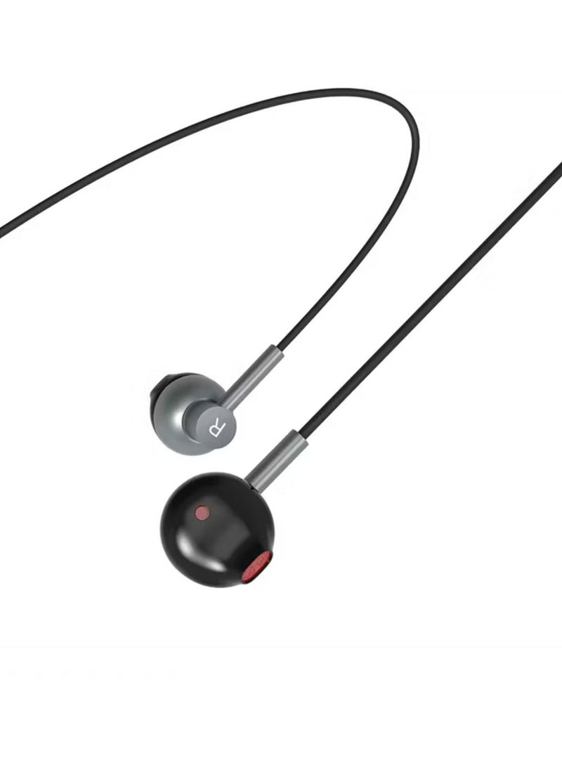 porodo Stereo Earphones with High-Clarity Microphone, Crisp Audio, Type-C Connector, Answer & Close Call, Three-Button Control - Black  - Image 2