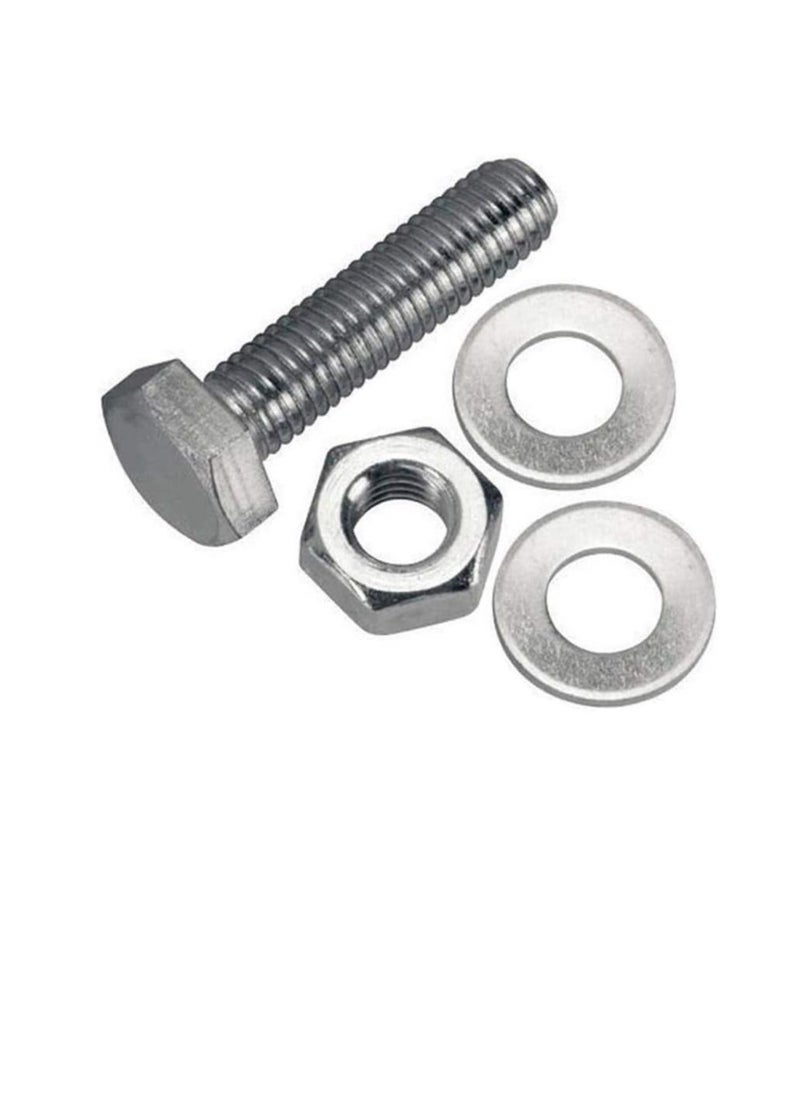 Generic 12 pcs Hex Head Screw Bolts Nuts & Washers Fully Thread GI Plain Finish Bolt Set. (20, 70MM)  - Image 2