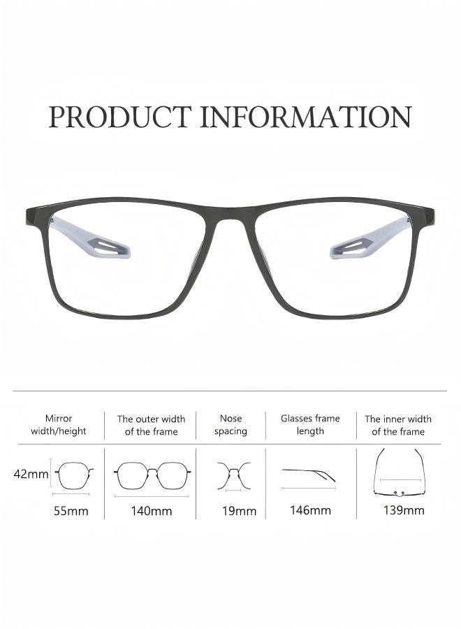 Men's Blue Light Blocking Glasses Anti UV and Glare Blue Light Filter Computer Glasses Rectangular Color Changing Anti Eyestrain Headache Sports Eyewear with Super Light TR Frame Black Grey 55mm - Image 4