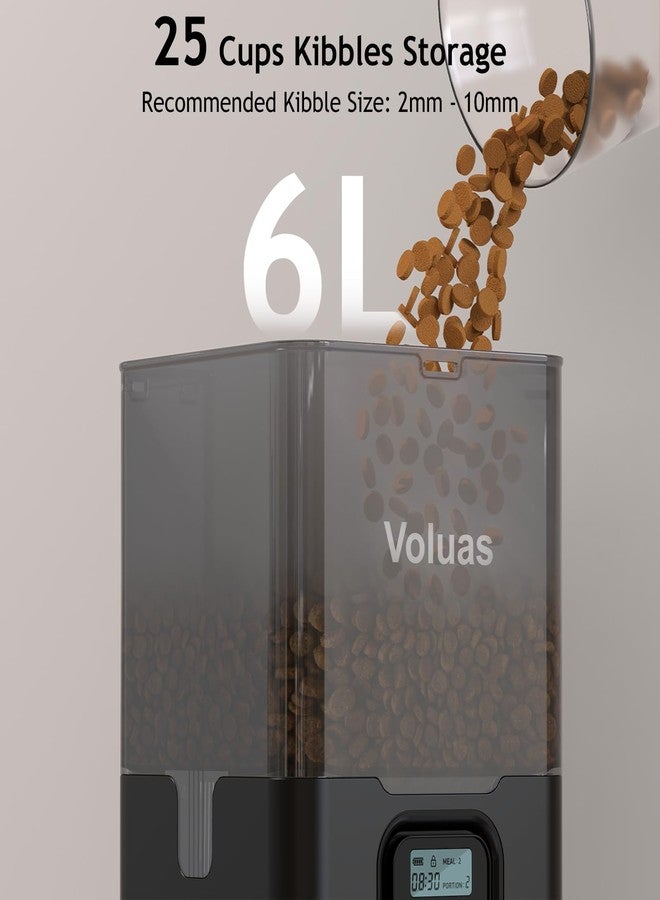 Voluas مغذي القطط الأوتوماتيكي من فولواس لقطتين، مغذي مزدوج للحيوانات الأليفة مع وعاءين من الفولاذ المقاوم للصدأ، سعة 6 لترات، مزود بمؤقت ووظيفة ذاكرة. - Image 4