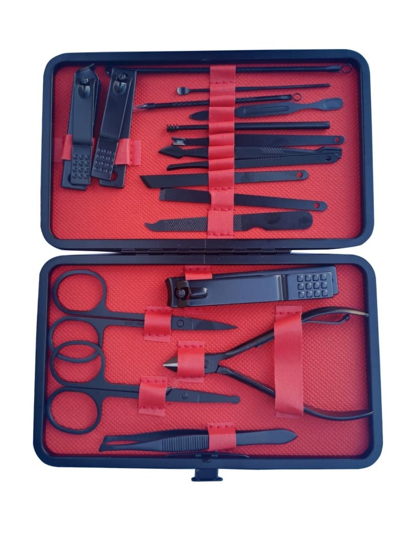 Yuwell Manicure Sets 18 Pieces Professional Nails Care Set Nail File Sharp Nail Scissors And Clipper Manicure Pedicure Kit Fingernails & Toenails with Portable Travel Red Case - Image 1