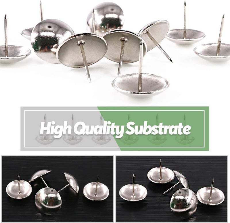 Keadic 60Pcs 1-3/16" (30mm) Antique Upholstery Tacks Furniture Nails Pins Assortment Kit for Upholstered Furniture Cork Board or DIY Projects - Silver - Image 5