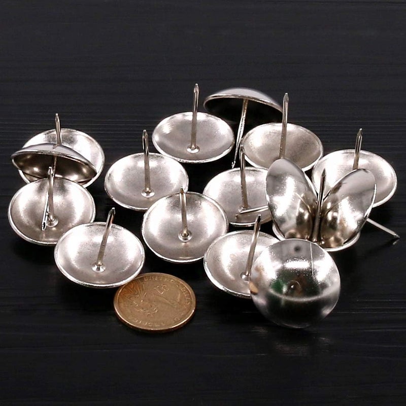 Keadic 60Pcs 1-3/16" (30mm) Antique Upholstery Tacks Furniture Nails Pins Assortment Kit for Upholstered Furniture Cork Board or DIY Projects - Silver - Image 3