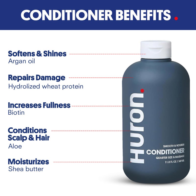Huron Menâ€™s Conditioner - Lightweight, Hydrating Conditioner - Eliminates Frizzy Hair, Moisturizes, & Restores Shine - Clean & Invigorating Scent - 100% Vegan Ingredients & Cruelty-Free - 11.8 Fl Oz - Image 3