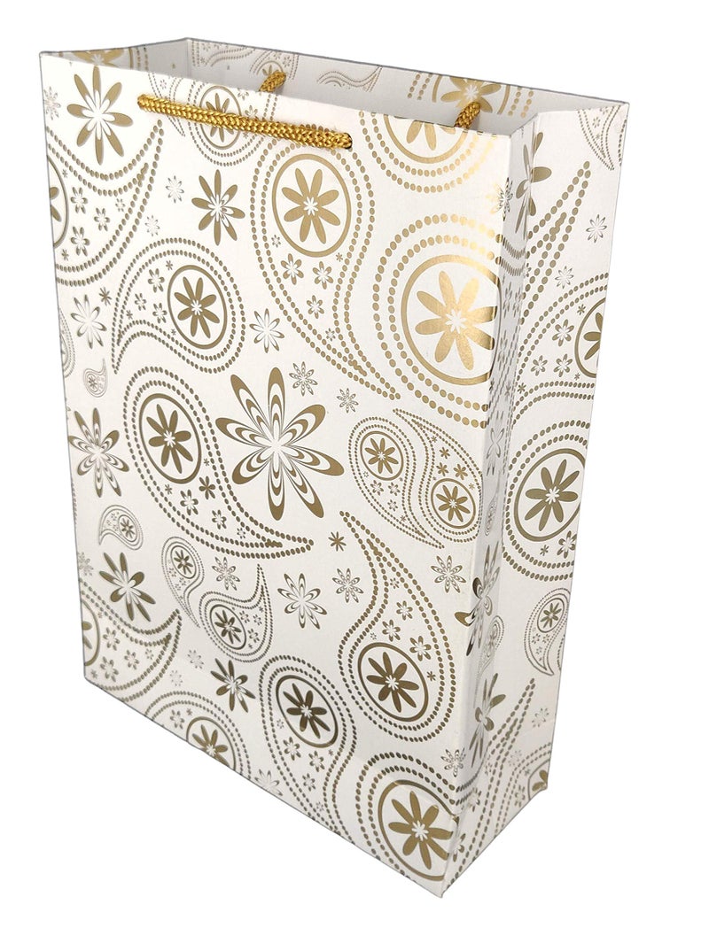 Arrow Paper Products Golden Mehendi Design Paper Gift Bags for Gifting, Weddings, Birthday, Holiday Presents (20.32 x 7.62 x 27.94 cm) Pack of 40 - Image 2