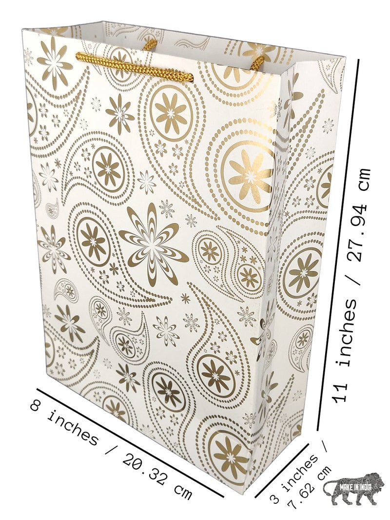 Arrow Paper Products Golden Mehendi Design Paper Gift Bags for Gifting, Weddings, Birthday, Holiday Presents (20.32 x 7.62 x 27.94 cm) Pack of 40 - Image 4