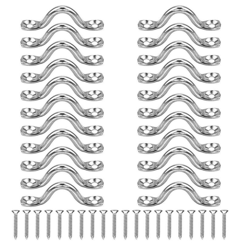 Hamineler 22Pcs M5 316 Stainless Steel Eye Straps Ceiling Wall Mount U Hook with Screws
