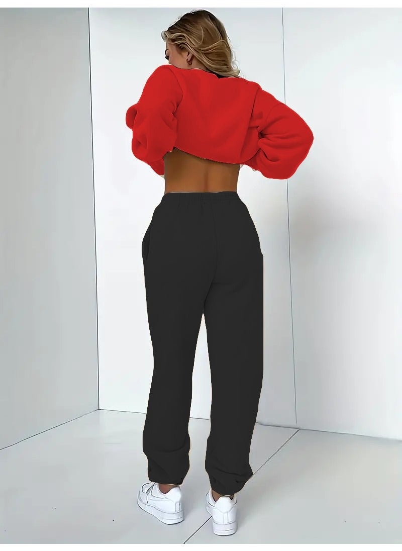 DogFish - Tracksuit Oversize Break Rules Printed Tracksuit,lover,couple Combination Red - Image 1