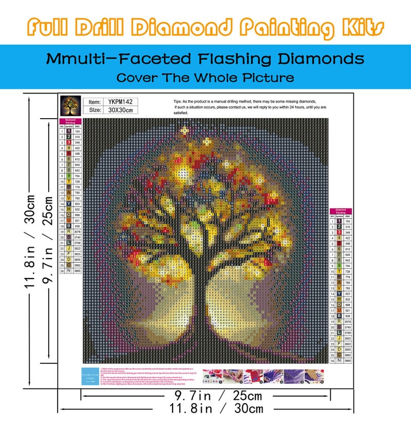 KINPLUB 5D Diamond Painting Kits for Adults, Glitter Tree of Life Diamond Art Kits for Adults Beginners, DIY Full Round Drill Paint by Diamonds, Home Wall Decor 12 x 12 Inch - Image 3