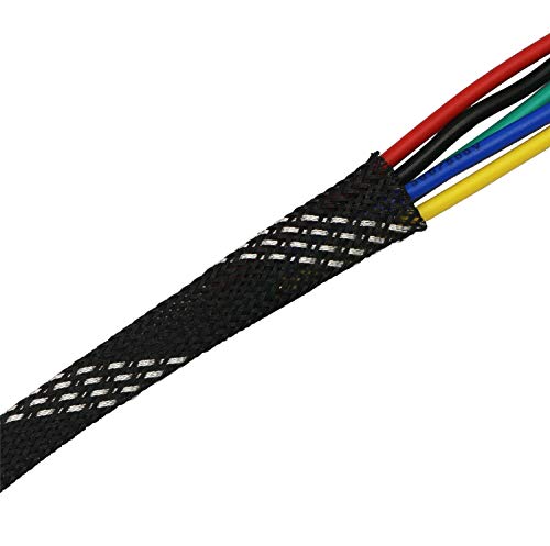 CBAZY 30ft PET Expandable Sleeving Wire Cable Sleeve (1/6", Silver&Black) - Image 3