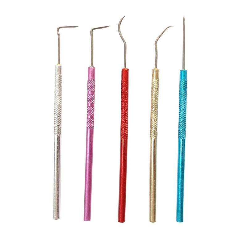 Relibba 5Piece Alluminum Handel Stainless Steel Tip Singal Ended Pick Set R108 Modeling Tools Clay Pottery Tools Modeling Sculpting Carving ToolsTerracotta Tools