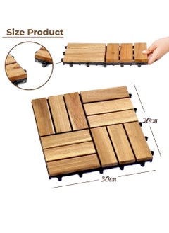 HOME TASTE Hometaste Wooden Decking Tiles - Interlocking Wood Flooring For Garden Pathways, Patios, Durable Wood Tiles For Outdoor And Indoor Use (Style_3, 15_Pieces)  - Image 2