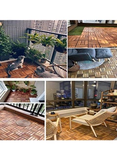 HOME TASTE Hometaste Wooden Decking Tiles - Interlocking Wood Flooring For Garden Pathways, Patios, Durable Wood Tiles For Outdoor And Indoor Use (Style_3, 15_Pieces)  - Image 4