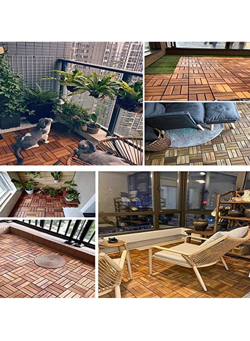 HOME TASTE Hometaste Wooden Decking Tiles - Interlocking Wood Flooring For Garden Pathways, Patios, Durable Wood Tiles For Outdoor And Indoor Use (Style_3, 15_Pieces)  - Image 4