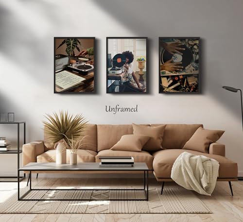 LRTNMTJ Black Woman Wall Art Set of 3 Fashion Trend African American Women Wall Decor Abstract Black Girl Record Music Poster Prints Artwork for Bedroom Living Room Dorm Room Home Decoration - Image 3