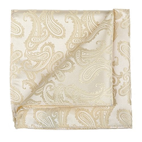 KissTies 63'' XL Cream Ivory Extra Long Tie And Pocket Square Paisley Necktie + Gift Box - Image 5
