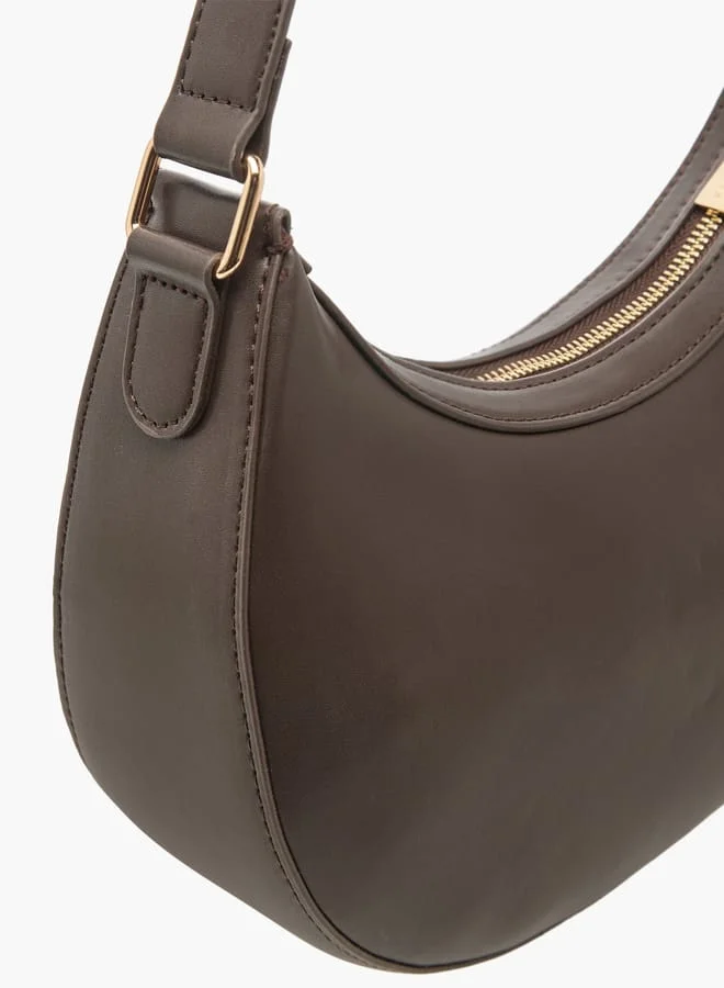 Flora Bella By Shoexpress Women Monogram Detail Hobo Bag with Detachable Strap and Zip Closure