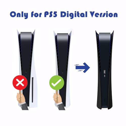 PEYANZ Faceplate for PS5 (Digital Edition), Cover Plate, ABS Shell, Printed Logo, Matt Skin, with Extra 2 Controller Silicone Covers - Image 2