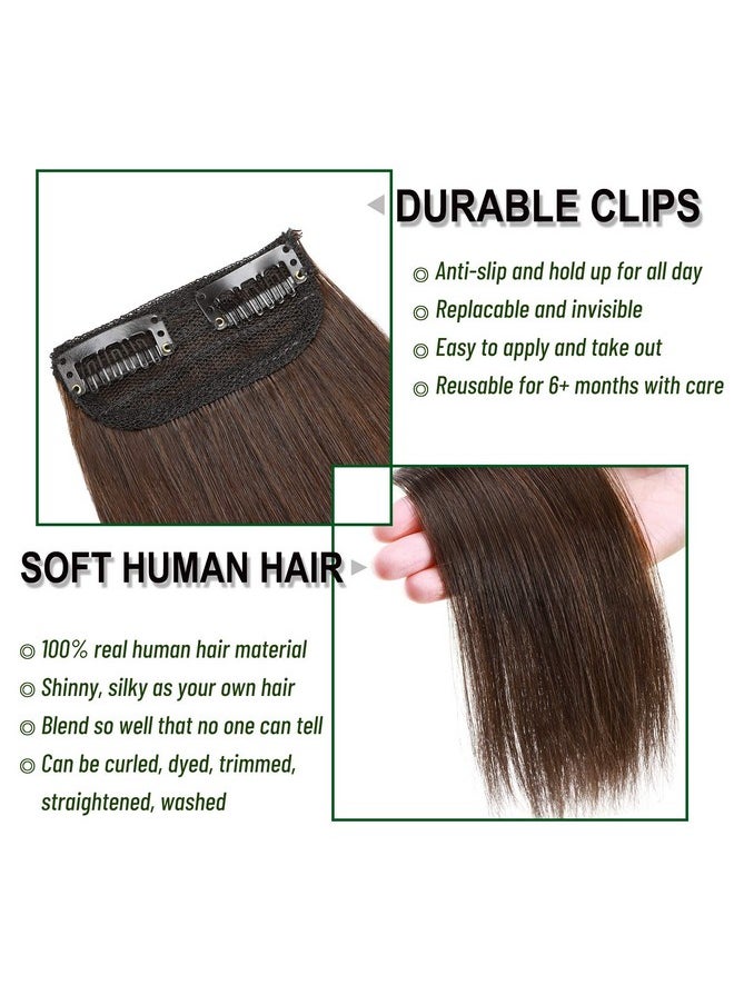 S-noilite - Hair Extensions For Short Hair Clip In Human Hair 1Pcs 2 Clips Clip In Hairpieces Remy Hair For Women With Thinning Hair Add Hair Volume 12G 8Inchmedium Brown - Image 1