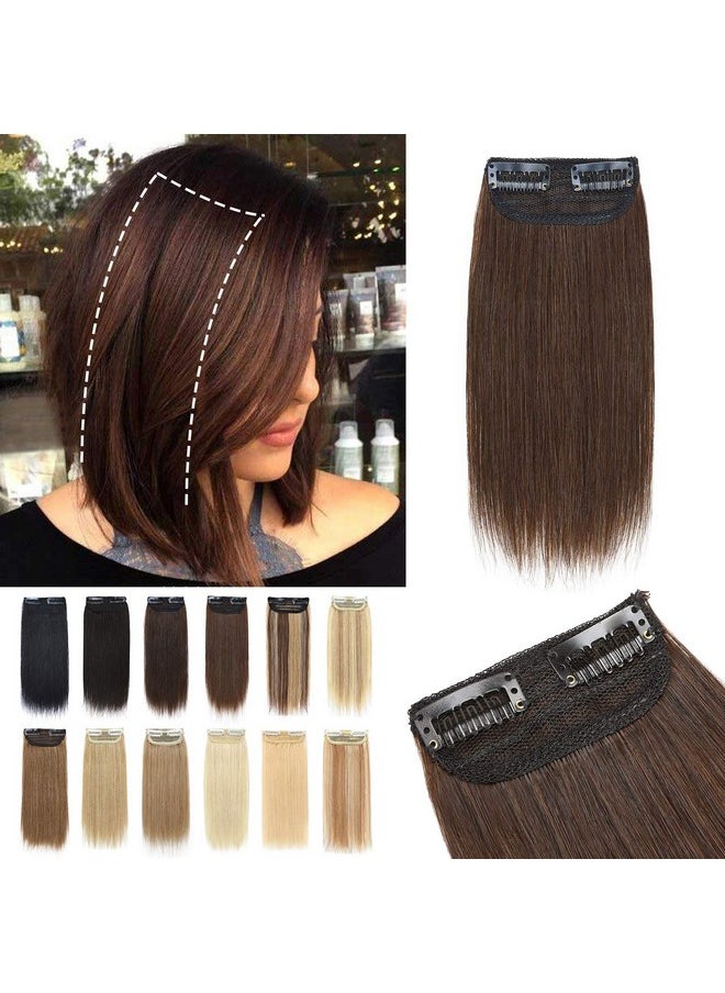 S-noilite - Hair Extensions For Short Hair Clip In Human Hair 1Pcs 2 Clips Clip In Hairpieces Remy Hair For Women With Thinning Hair Add Hair Volume 12G 8Inchmedium Brown - Image 1