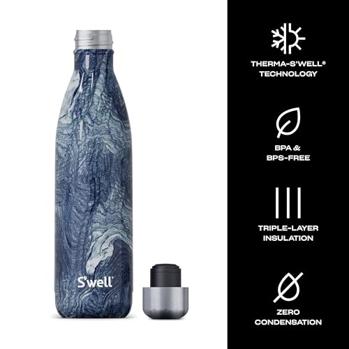 S'well Stainless Steel Water Bottle, 25oz, Azurite Marble, Triple Layered Vacuum Insulated Containers Keeps Drinks Cold for 48 Hours and Hot for 24, BPA Free, Perfect for On the Go - Image 4