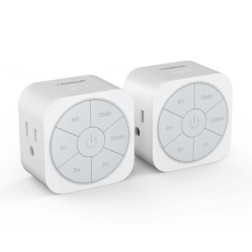 TESSAN Outlet Timer Indoor 2 Pack Countdown Timers for Electrical Outlets Up to 6H for Lights Iron Fan Electric Bike Auto Shut Off Switch for Home Kitchen Bedroom 1875W - Image 1