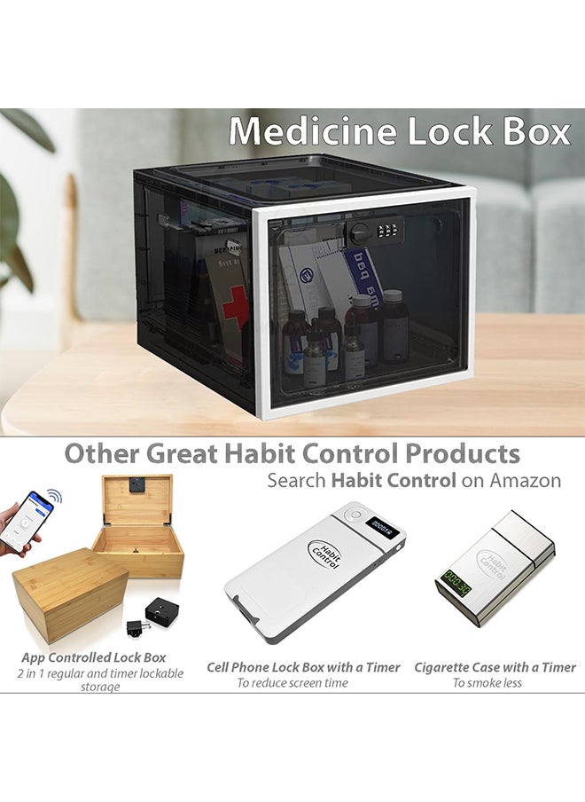 Hihonor Large Medicine Lock Box,Easy to Install,Safe Material for Snacks/Tablets/Cell Phones(Black)  - Image 2