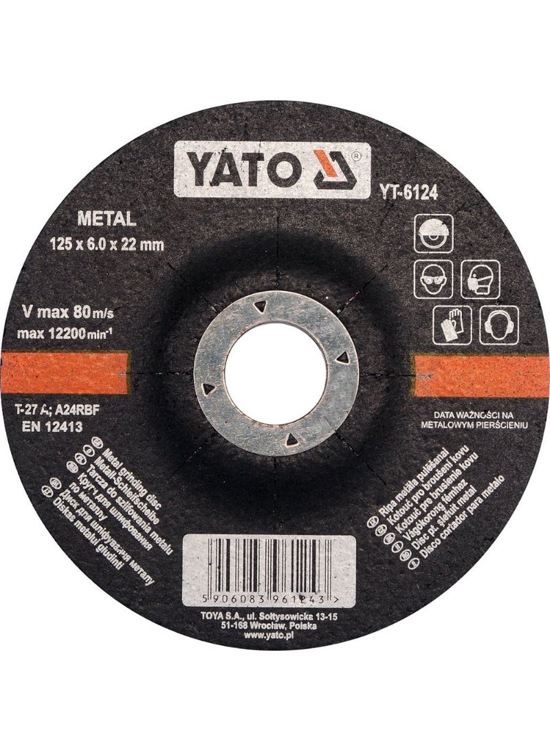YATO Metal Grinding Disc 125x6.0x22mm YT-6124