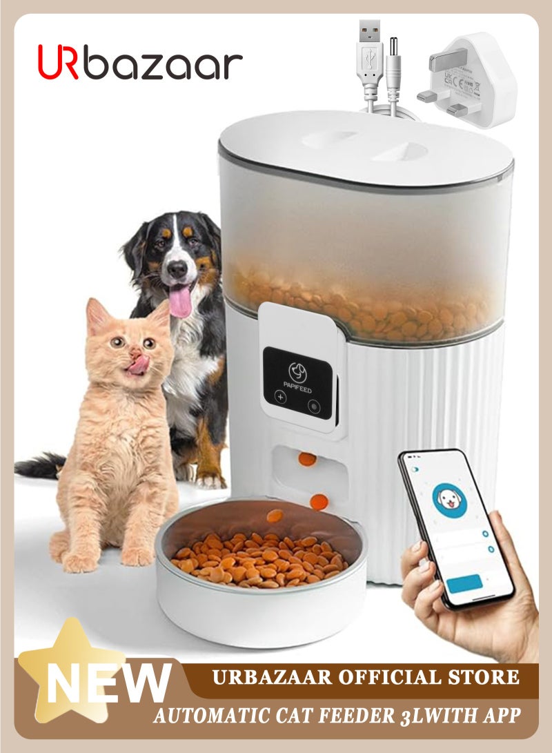 URbazaar Smart Automatic Cat Feeders with APP WiFi Cat Automatic Feeder for Cats & Dogs, Smart Timed Auto Cat Food Dispenser, Portion Control- Battery and Plug-in Power Up to 10 Meals Per Day - Image 1