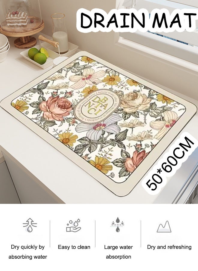 Drain Pad Coffee Mat Table Mat Quick-Drying Coffee Bar Mat  Hide Stain Absorbent Coffee Cup Mat Coffee Machine Drying Mat Non-Slip Rubber Bottom Coffee Mug Mat Coffee Bar Mat  Kitchen Mat For Coffee Corner, Kitchen Counter, Sink  - Image 1