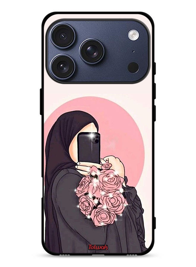 Tolwak Apple iPhone 17 Pro Protective Case Cover Making Selfies While Holding Flowers Art - Image 1