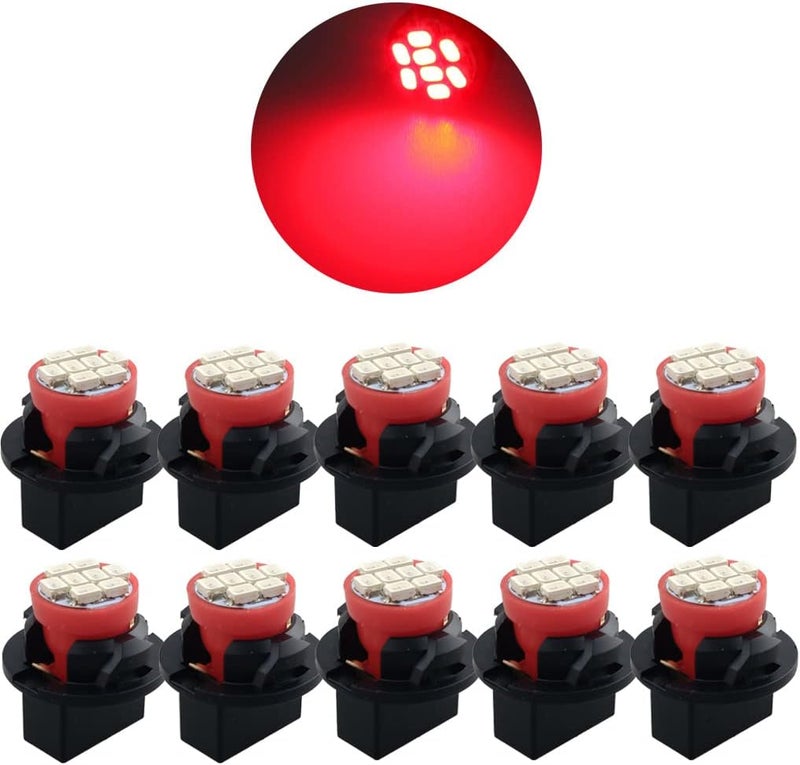 GLOFE T10 194 168 Dash Instrument White LED Light Bulbs Bright Panel Gauge Cluster Dashboard LED Light Bulbs 10Pcs/Set (Red) - Image 1