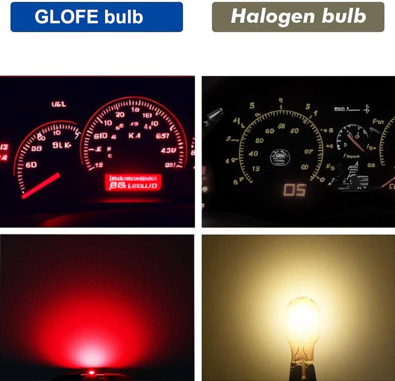 GLOFE T10 194 168 Dash Instrument White LED Light Bulbs Bright Panel Gauge Cluster Dashboard LED Light Bulbs 10Pcs/Set (Red) - Image 3