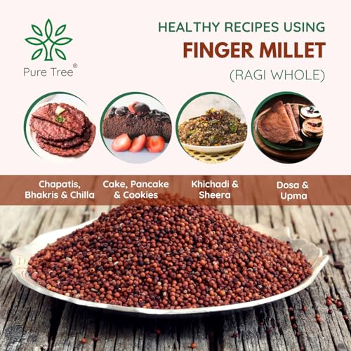 Pure Tree Certified Organic Ragi Whole | 850 g | Red Finger Millet | Nachni | Nagli | Bavto | Gluten-Free - Image 4