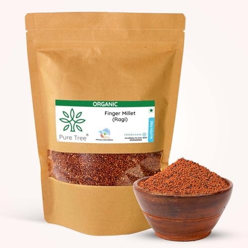 Pure Tree Certified Organic Ragi Whole | 850 g | Red Finger Millet | Nachni | Nagli | Bavto | Gluten-Free - Image 1
