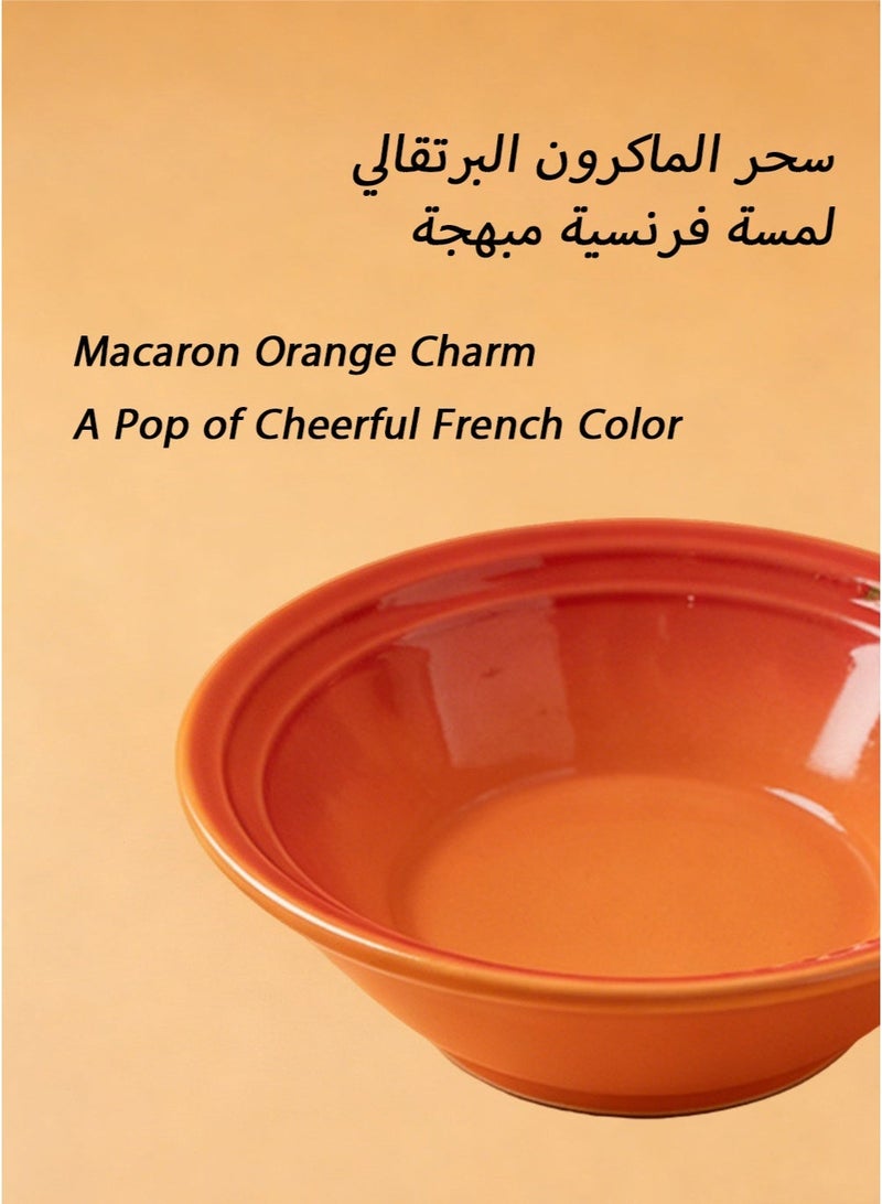 Orange French Style Ceramic Cat Bowl - Macaron Orange Color | High-Temperature Ceramic | Microwave-Safe | Black Iron Stand with Ergonomic Height | Detachable Design - Image 3