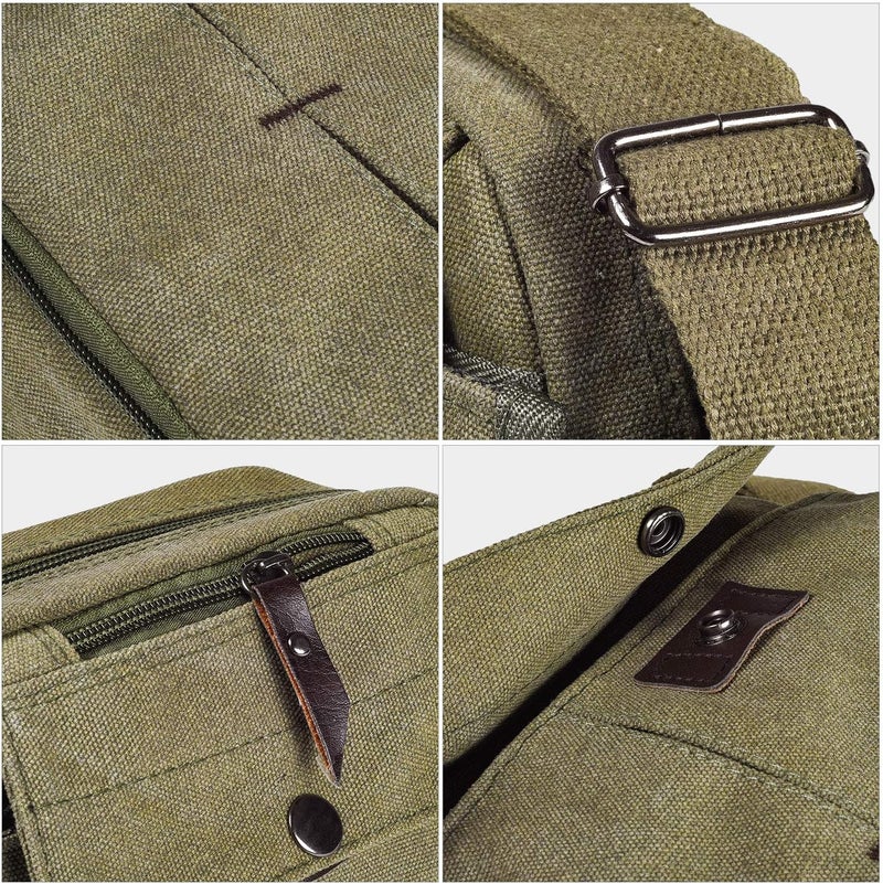 dealcase Canvas Small Messenger Bag for Men Women, Casual Shoulder Bag Chest Bag Travel Carry Bag Multi-pocket Purse - Image 3
