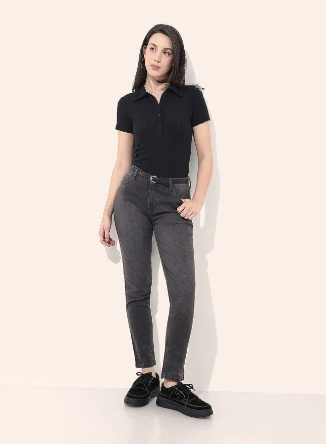 Freehand  Women Regular Fit Solid Collared Neck Short Sleeve Top  | Best Price UAE