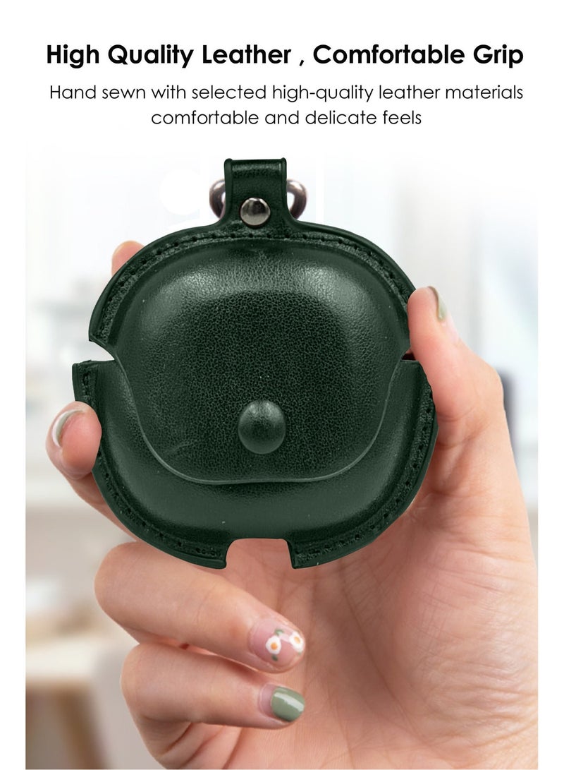 NAFCO Leather TWS Earphone Protective Case with  Metal Hook Compatible For Anker Soundcore R50i  - Flexible Non-Slip , Portable , Anti-Lost Hangable Strip , No Fingerprints, Stopper Dustproof  - Anker Soundcore R50i  - Green - Image 2