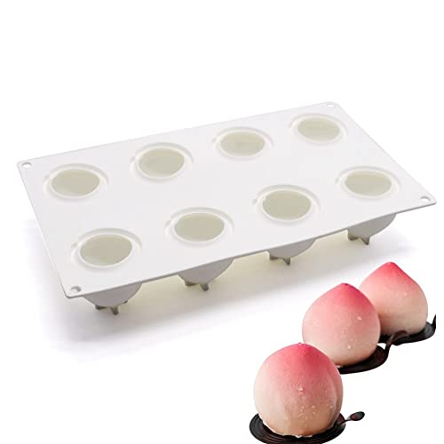 Surakey Cake Molds Baking Dessert Jelly Ice Cream 3D Fruit Shapes Silicone Mold for Chocolate Candy Pastry Truffle Pudding Jelly Cheesecake Mousse Soap 8Cavity Peach Mold - Image 1