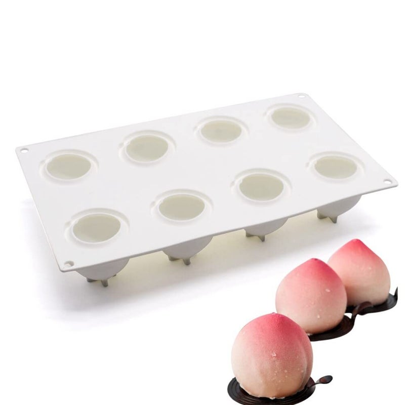 Surakey Cake Molds Baking Dessert Jelly Ice Cream 3D Fruit Shapes Silicone Mold for Chocolate Candy Pastry Truffle Pudding Jelly Cheesecake Mousse Soap 8Cavity Peach Mold - Image 2