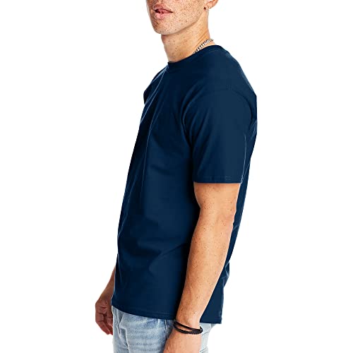 Hanes Mens Beefyt T-shirt, Heavyweight Cotton Crewneck Tee, 1 Or 2 Pack, Available In Tall Sizes Fashion-t-shirts, Navy - 1 Pack, X-Large US - Image 3