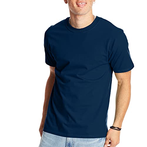 Hanes Mens Beefyt T-shirt, Heavyweight Cotton Crewneck Tee, 1 Or 2 Pack, Available In Tall Sizes Fashion-t-shirts, Navy - 1 Pack, X-Large US - Image 4