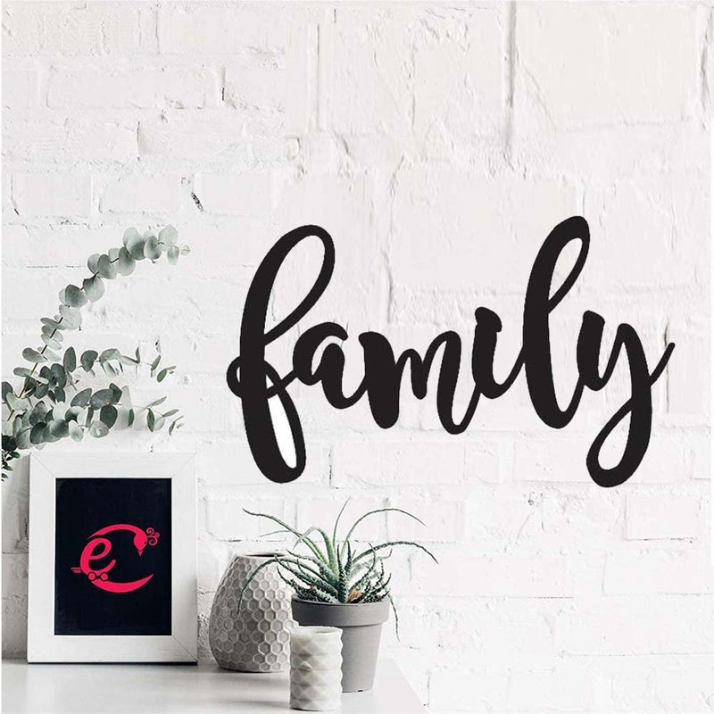 300Sparkles FAMILY Cutout Home Room Party Wall Decoration Wall Art Art Crafts Cutout Black 10 x 5 inch - Image 1