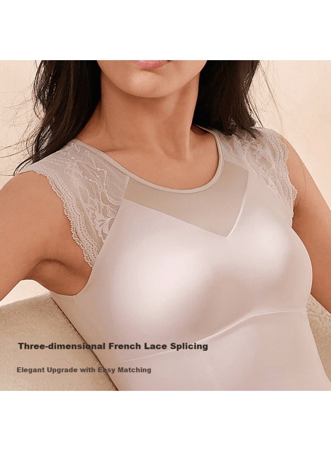 Maniform Light Shaping Thermal Vest Women Seamless Lace Antibacterial Back Slimming Abdomen Control Underwear Base Layer Top - Image 2