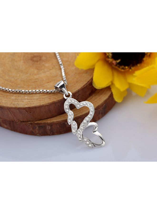 925 Sterling Silver Zircon And Crystal Studded Pendant Necklace - Image 4